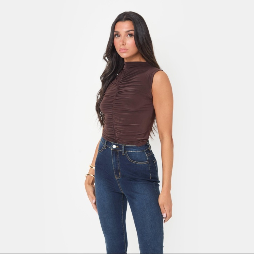 Rue21 Chocolate Ruched Bodysuit